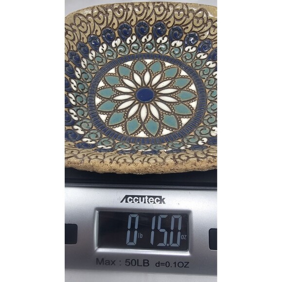 Sweet Little Mandala Marion Pollman Clay Art Rustic Ceramic Trinket Dish - Picture 13 of 13